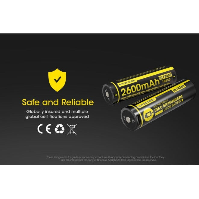 NITECORE 18650 2600MAH TYPE-C LI-ION BATTERY NL1826R boatyardmalaysia