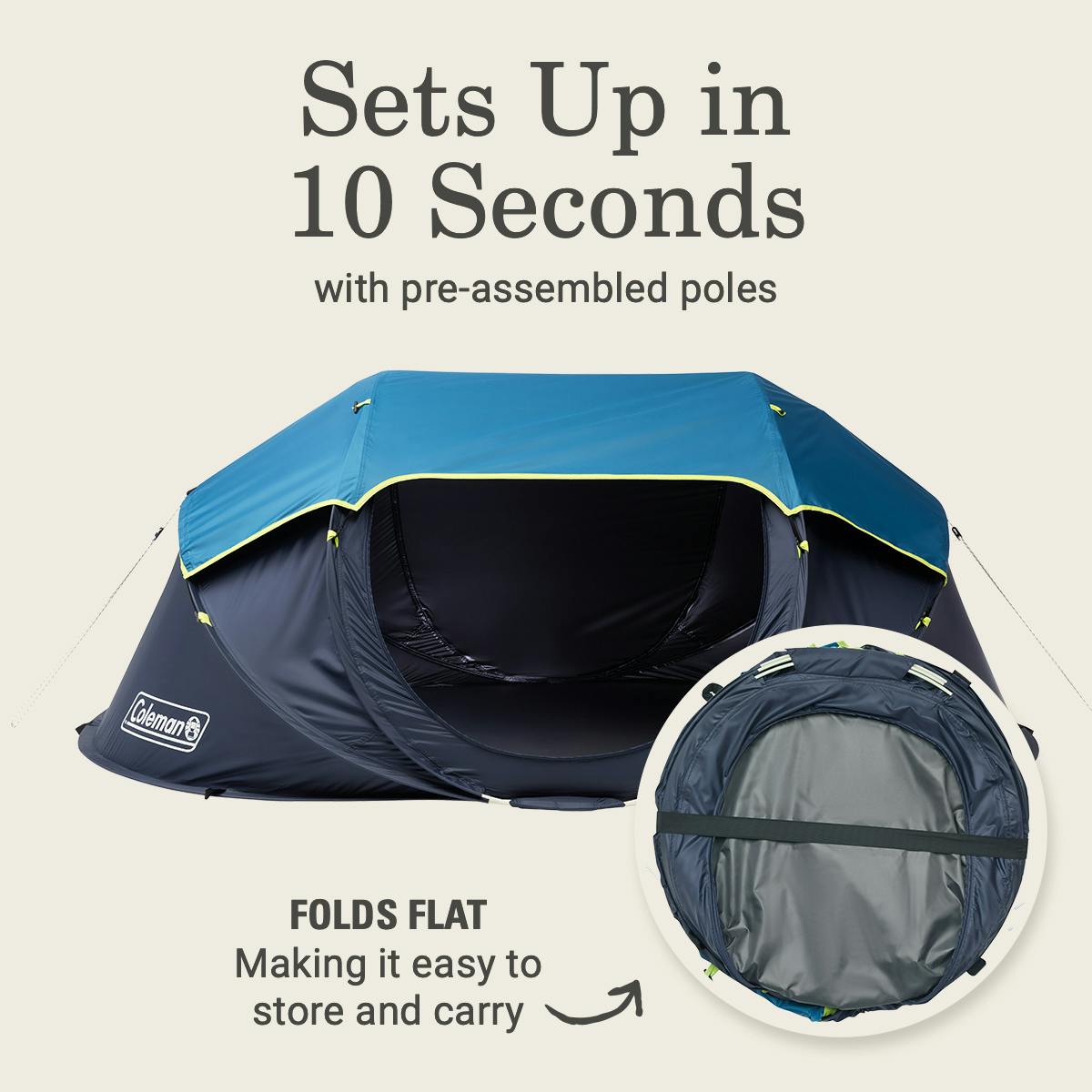 2-Person Camp Burst™ Pop-Up Tent with Dark Room™ Technology Tents by Coleman | campsifu