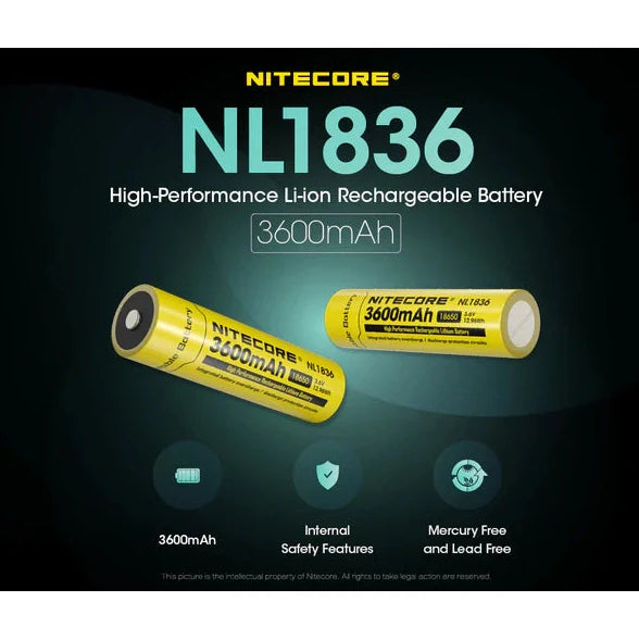 NITECORE 18650 3600MAH BATTERY NL1836 boatyardmalaysia