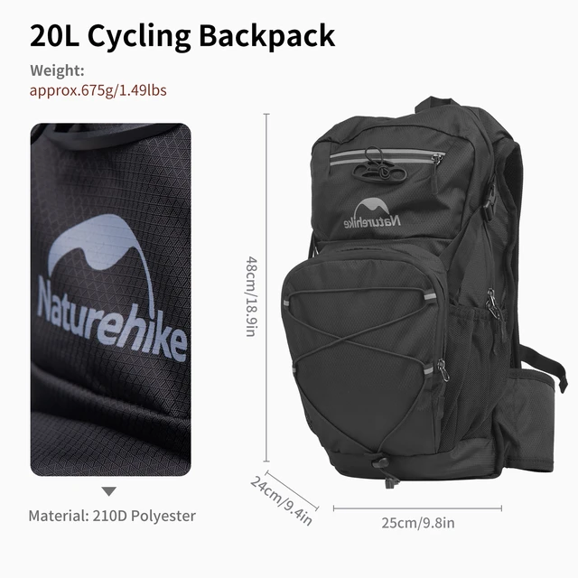 20L Outdoor Cycling Backpack Black Backpacks by Naturehike | campsifu