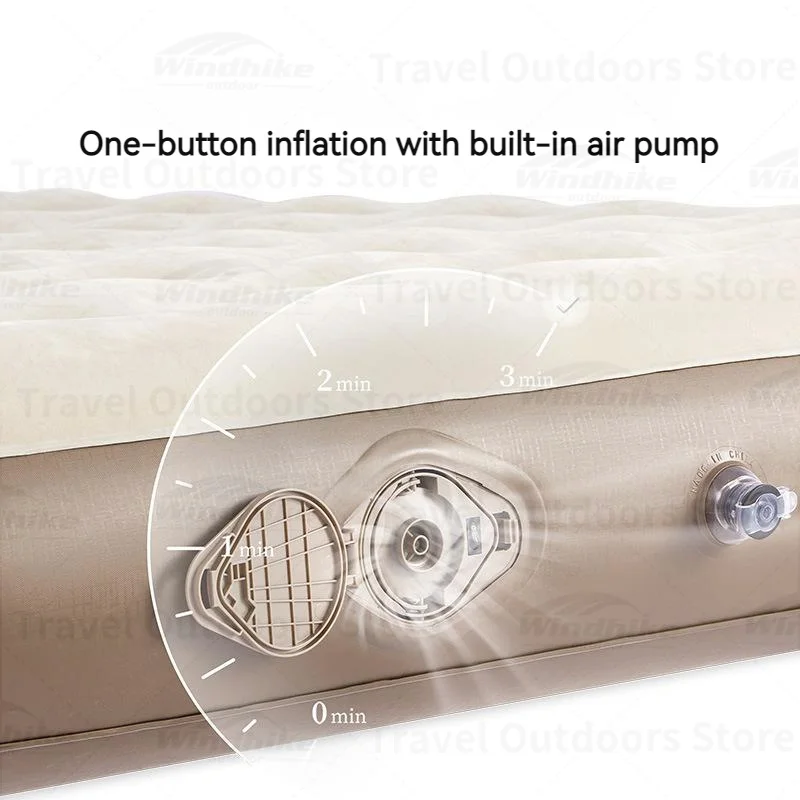 25cm Built-In Pump PVC Heighten Inflatable Mattress Khaki Air Mattresses by Naturehike | campsifu