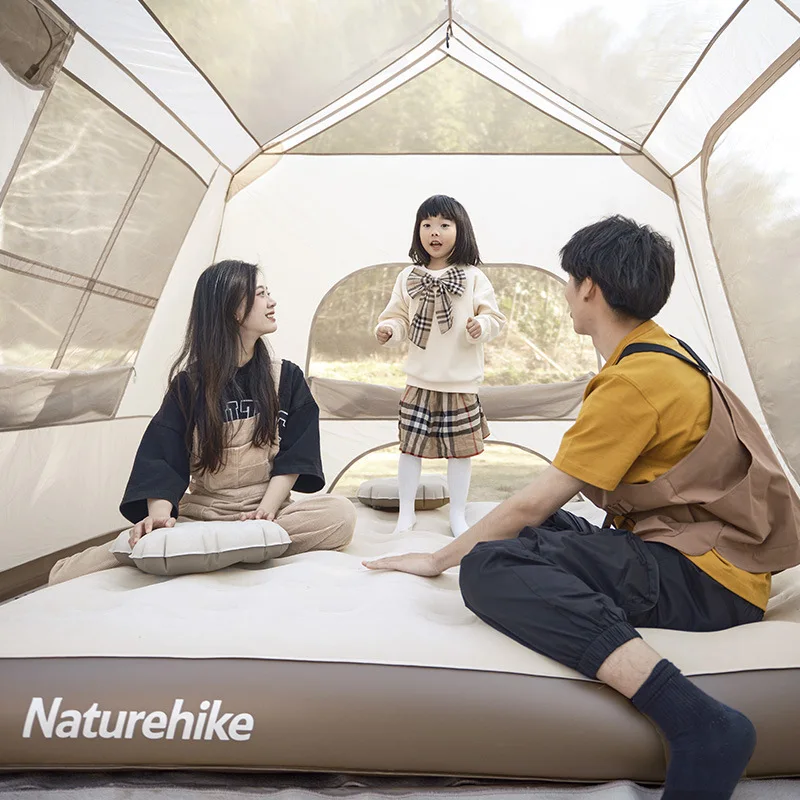 25cm Built-In Pump PVC Heighten Inflatable Mattress Khaki Air Mattresses by Naturehike | campsifu