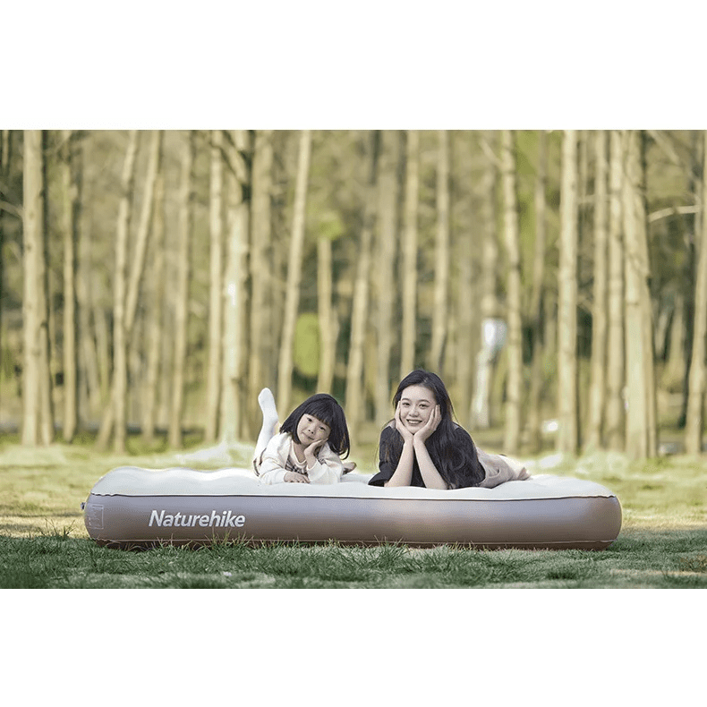 25cm Built-In Pump PVC Heighten Inflatable Mattress Khaki Air Mattresses by Naturehike | campsifu