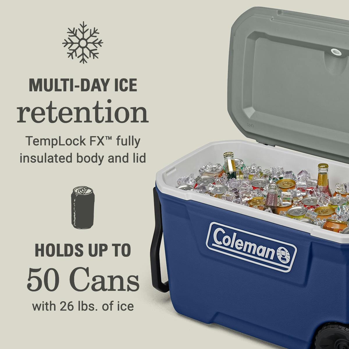 316 Series™ 62-Quart Wheeled Cooler, Twilight Hard Coolers by Coleman | campsifu