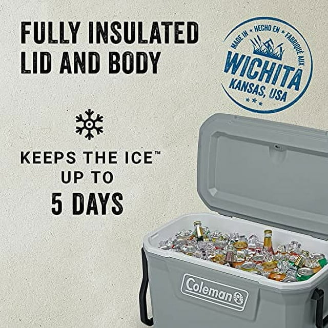 316 Series 62QT Wheeled Hard Cooler, Rock Grey Hard Coolers by Coleman | campsifu