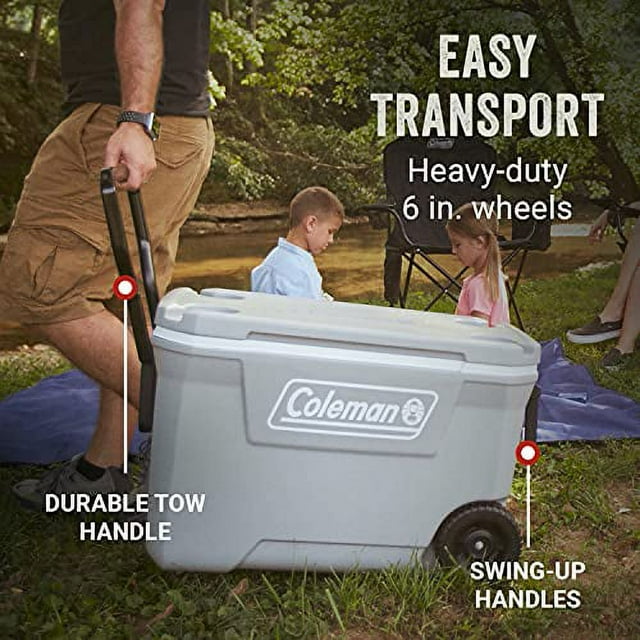 316 Series 62QT Wheeled Hard Cooler, Rock Grey Hard Coolers by Coleman | campsifu