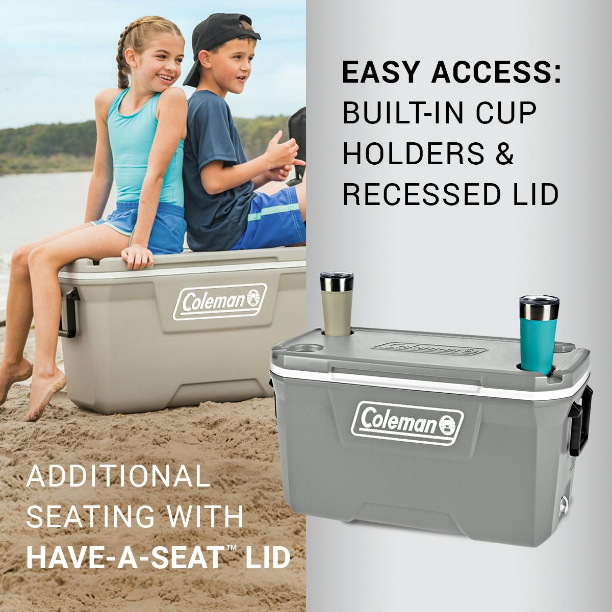 316 Series™ 70-Quart Hard Cooler, Rock Grey Hard Coolers by Coleman | campsifu