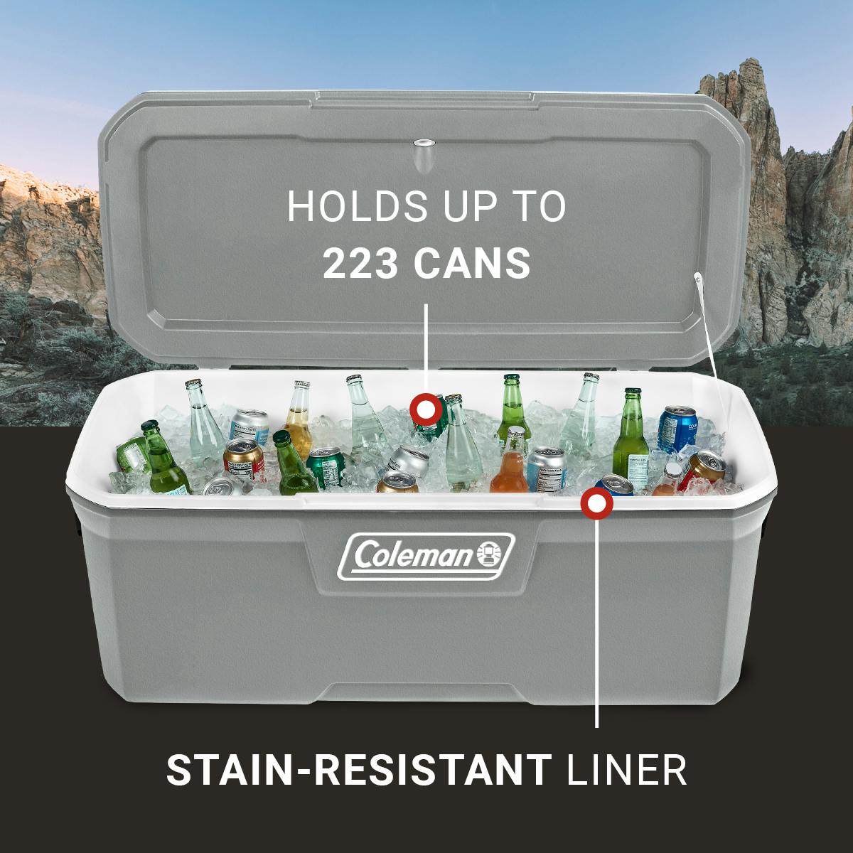 316 Series™150-Quart Hard Cooler, Rock Grey Hard Coolers by Coleman | campsifu