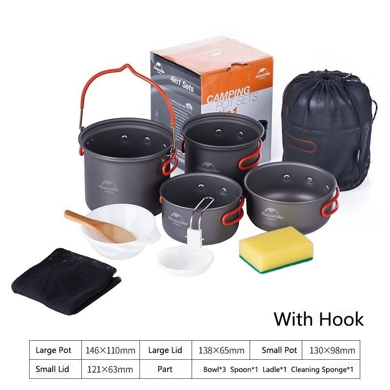 4-in-1 Camping Pot Set Cooksets by Naturehike | campsifu