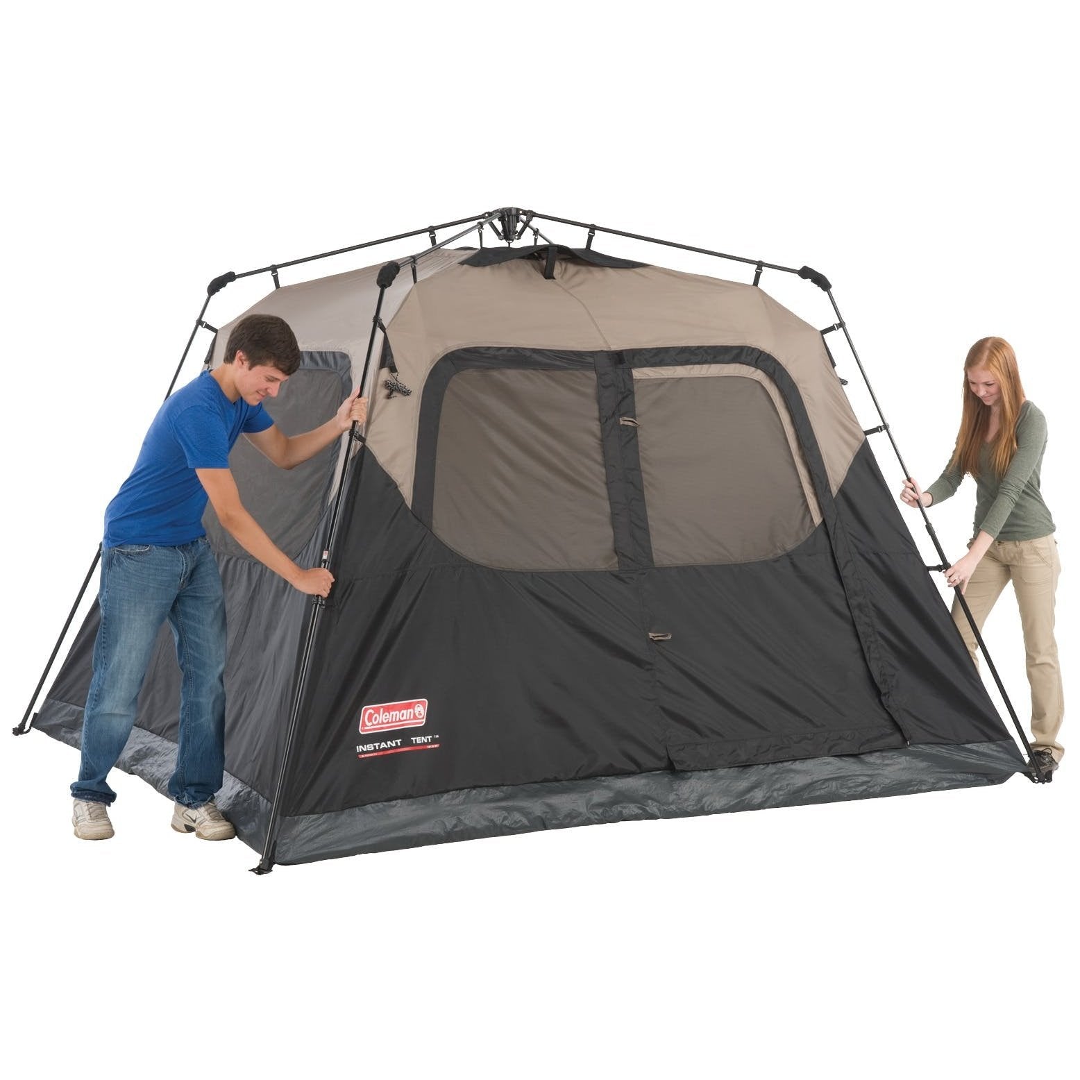 4-Person Cabin Camping Tent with Instant Setup, Black/Grey Tents by Coleman | campsifu