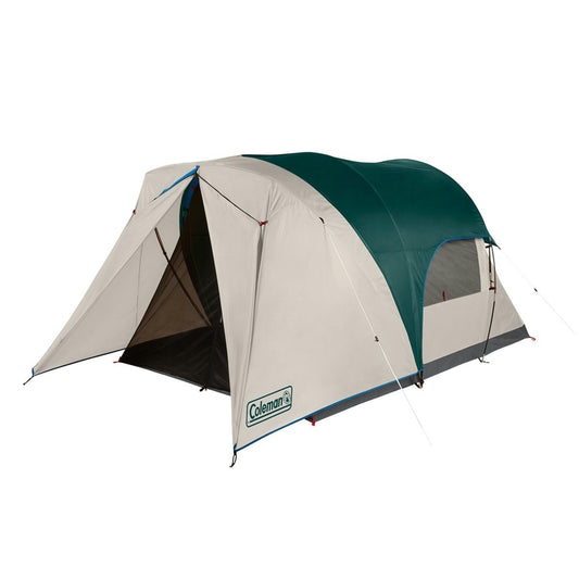 4-Person Cabin Tent with Enclosed Weatherproof Screened Porch, Evergreen Tents by Coleman | campsifu