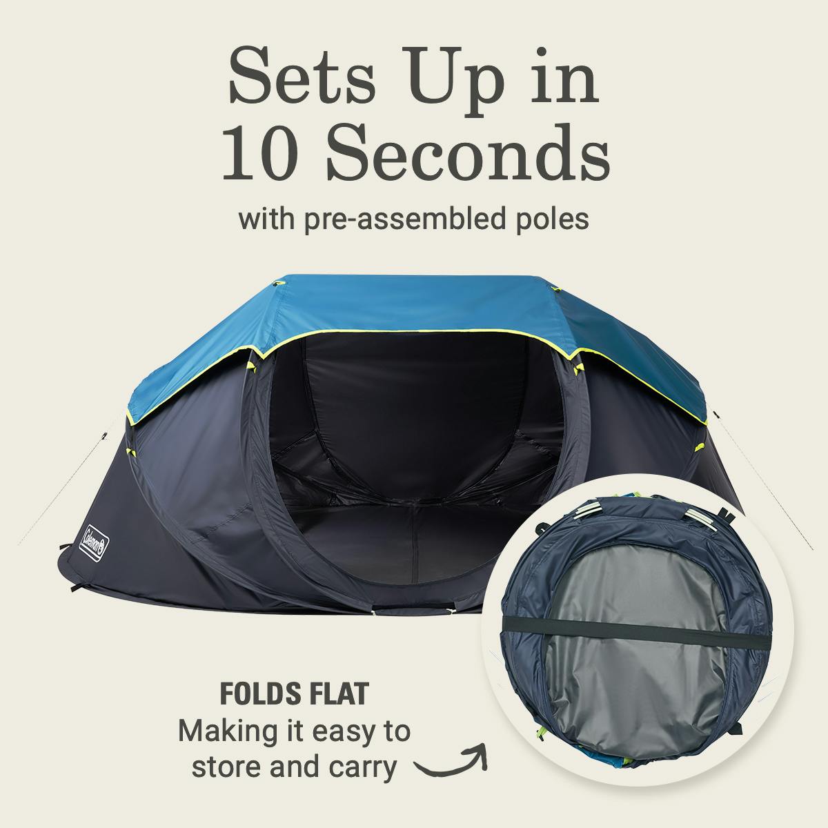 4-Person Camp Burst™ Pop-Up Tent with Dark Room™ Technology Tents by Coleman | campsifu