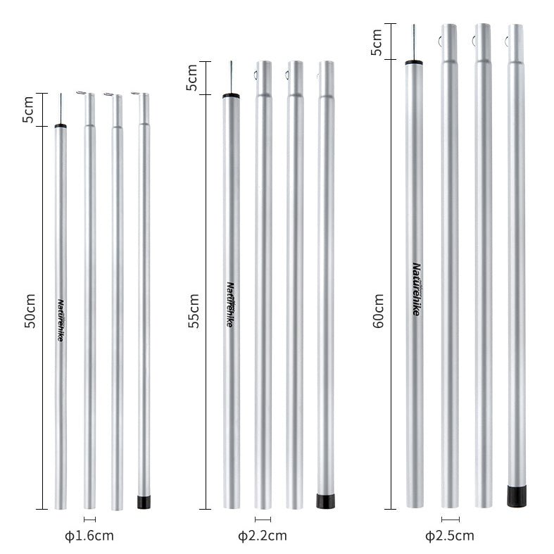 4 Section 2.2 Meters Steel Canopy Poles - 2 pcs Silver Tent Accessories by Naturehike | campsifu