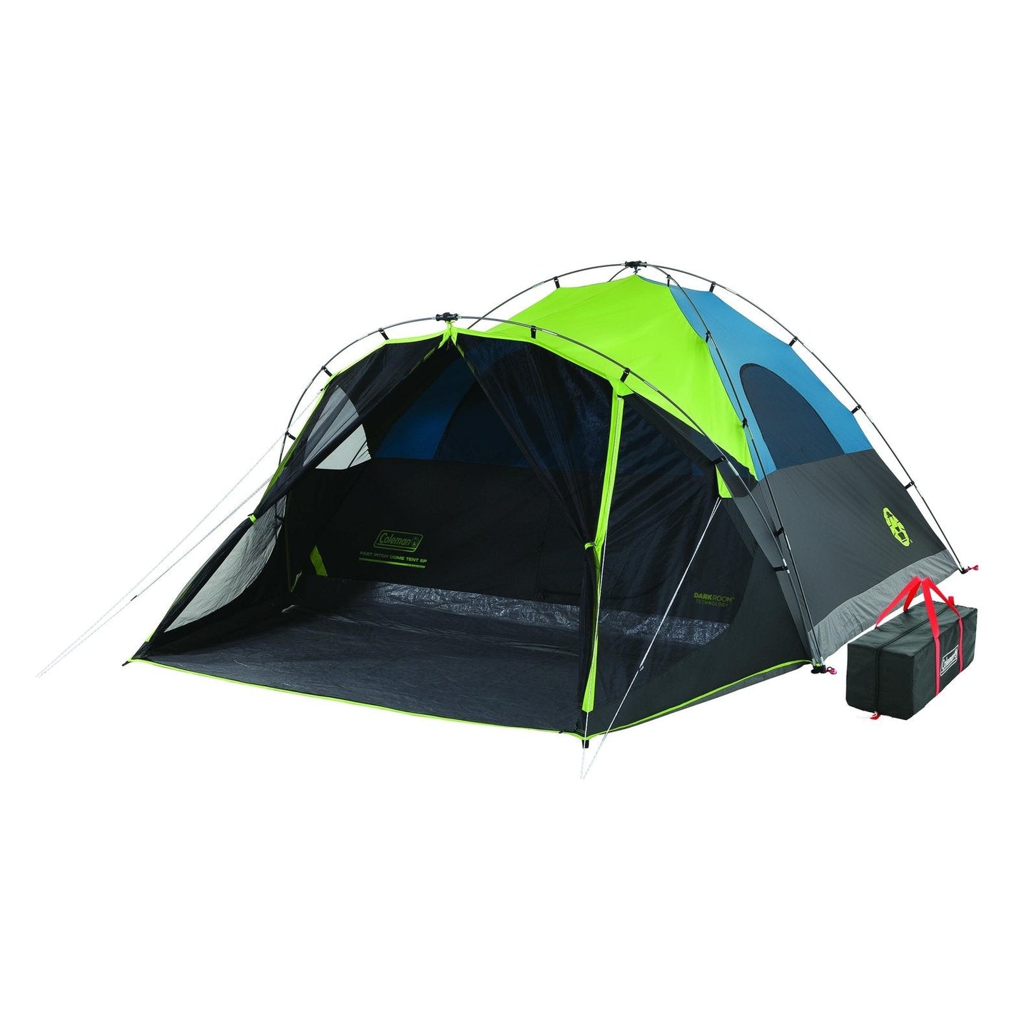 6-Person Carlsbad™ Dark Room™ Dome Camping Tent with Screen Room, Green/Black/Teal Tents by Coleman | campsifu