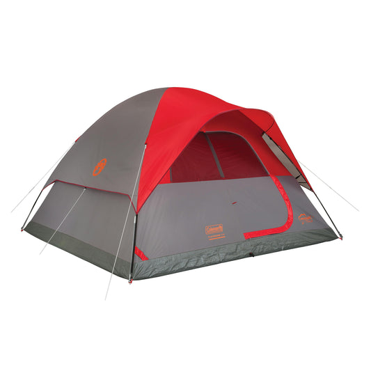 6-Person Flatwoods II™ Lightweight Dome Camping Tent, Grey/Red Tents by Coleman | campsifu