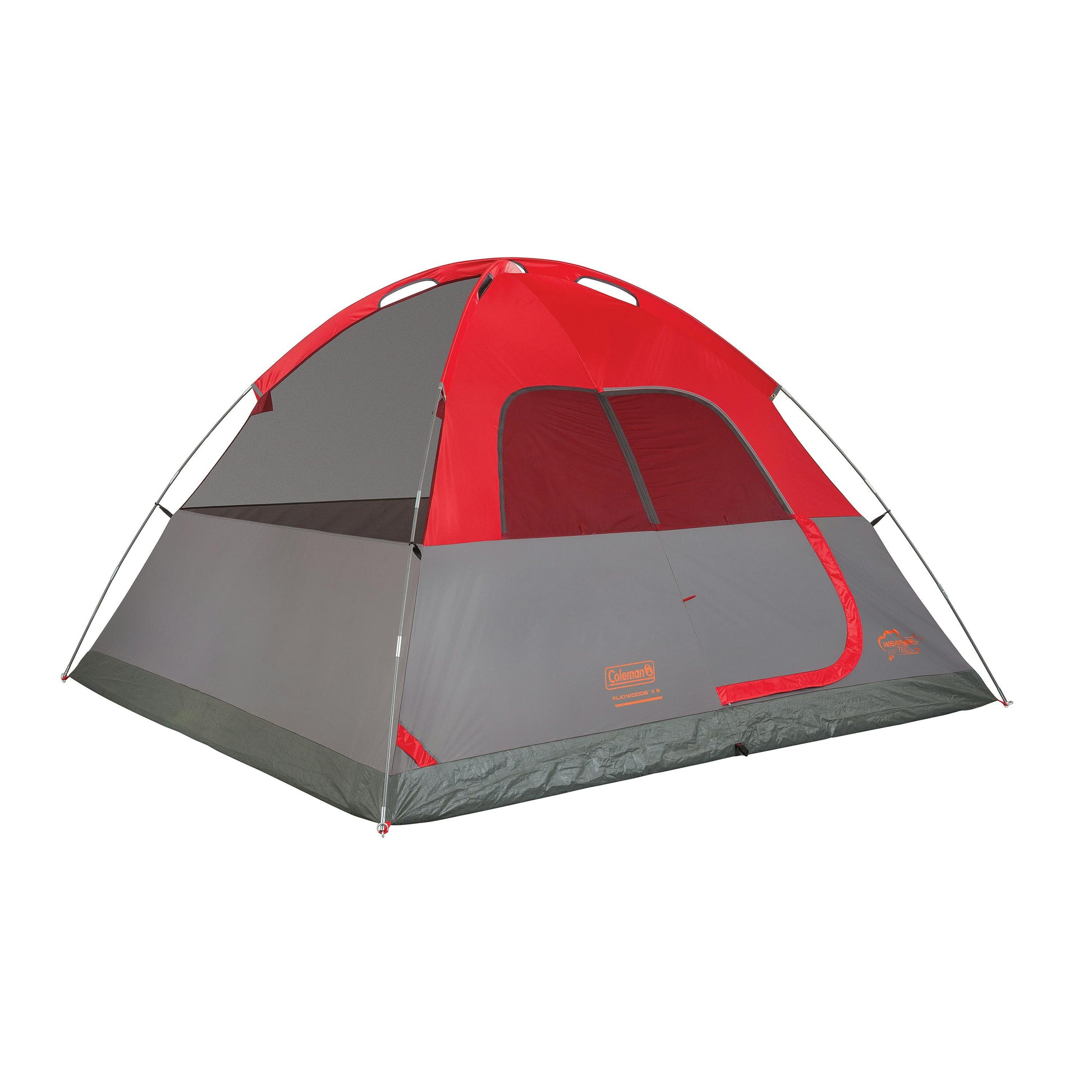 6-Person Flatwoods II™ Lightweight Dome Camping Tent, Grey/Red Tents by Coleman | campsifu