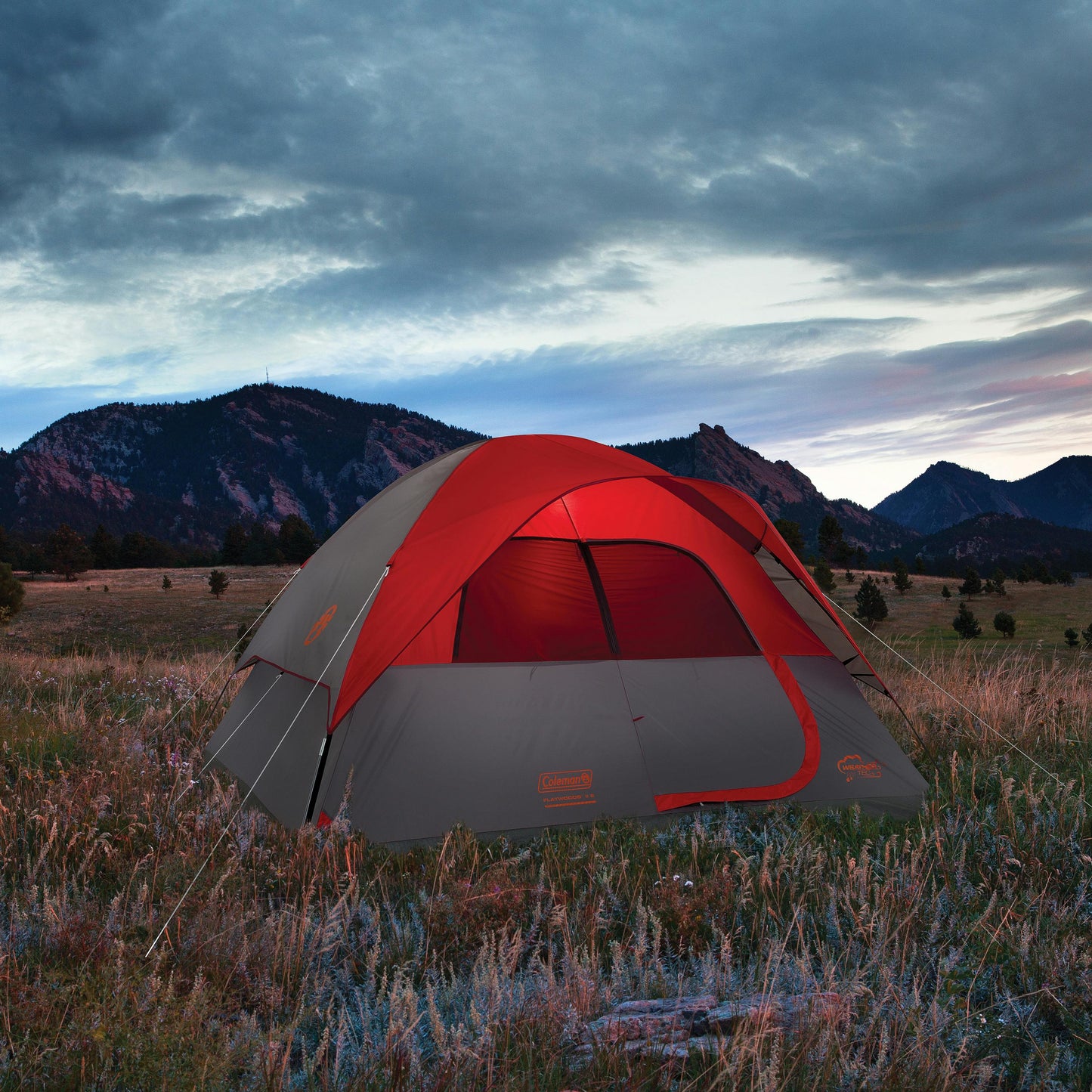 6-Person Flatwoods II™ Lightweight Dome Camping Tent, Grey/Red Tents by Coleman | campsifu