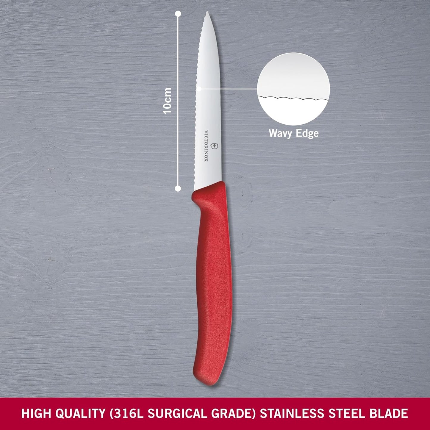 Swiss Classic Wavy Paring Knife Red 10CM boatyardmalaysia