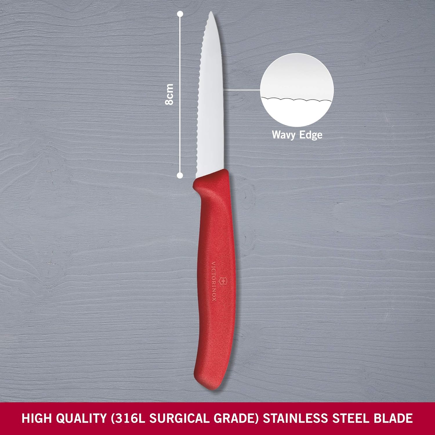 Swiss Classic Wavy Paring Knife Red 8cm boatyardmalaysia