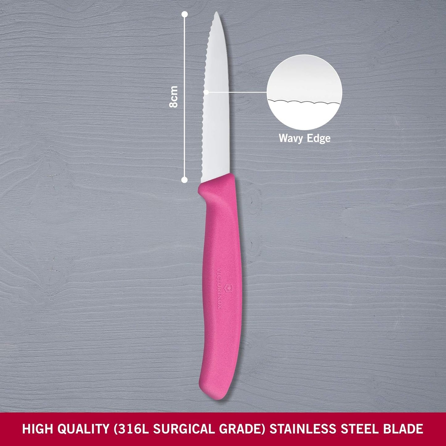 Swiss Classic Wavy Paring Knife Pink 8cm boatyardmalaysia