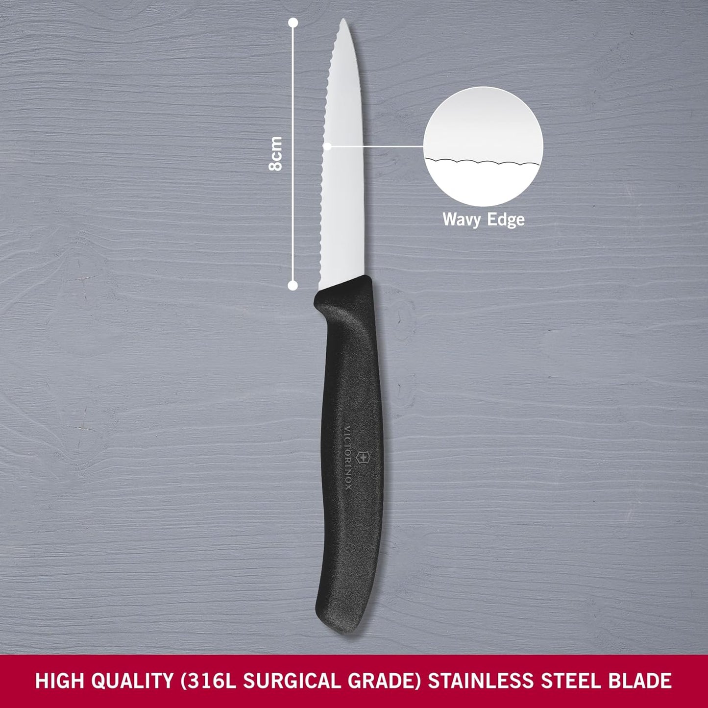 Swiss Classic Wavy Paring Knife Black 8cm boatyardmalaysia