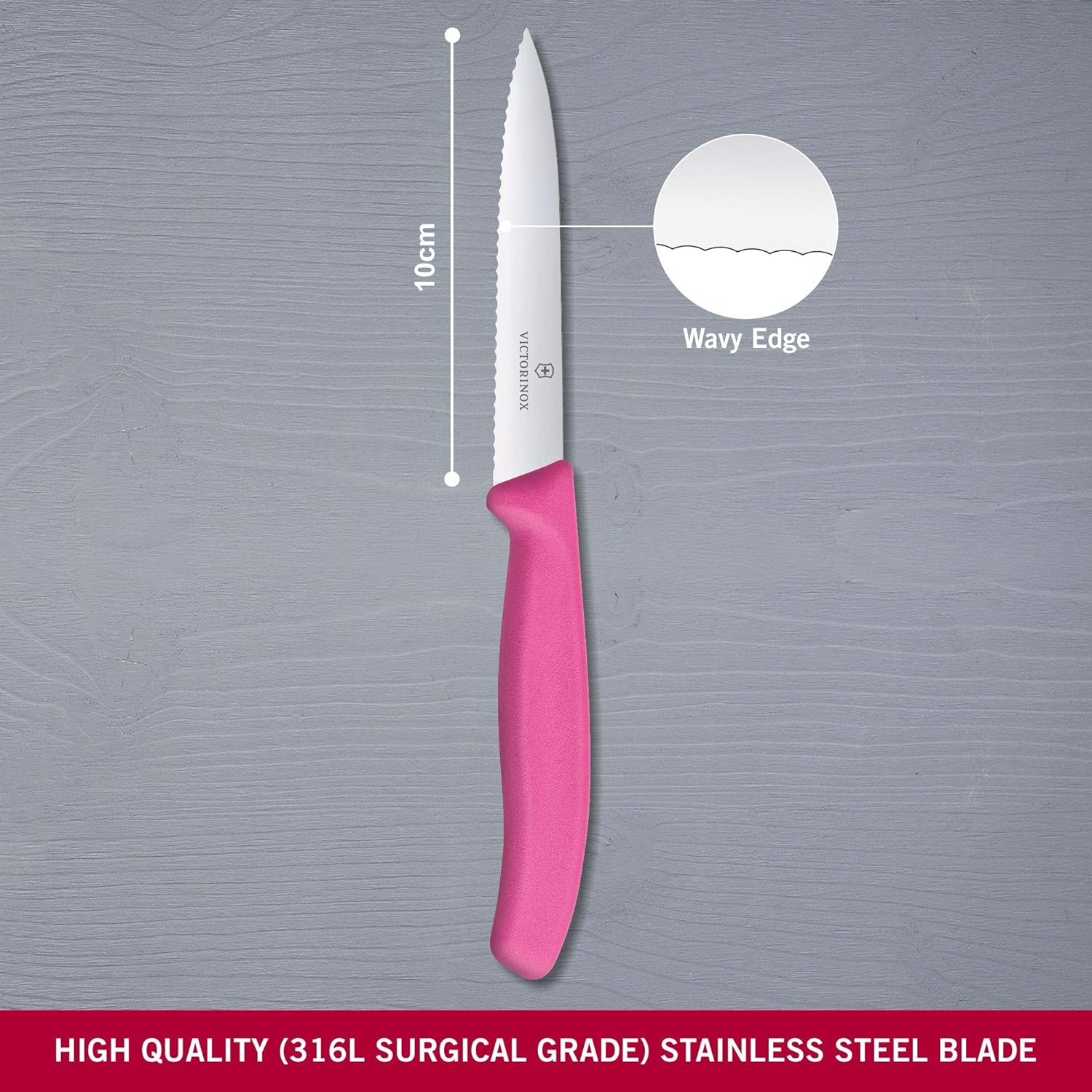 Swiss Classic Wavy Paring Knife Pink 10cm boatyardmalaysia