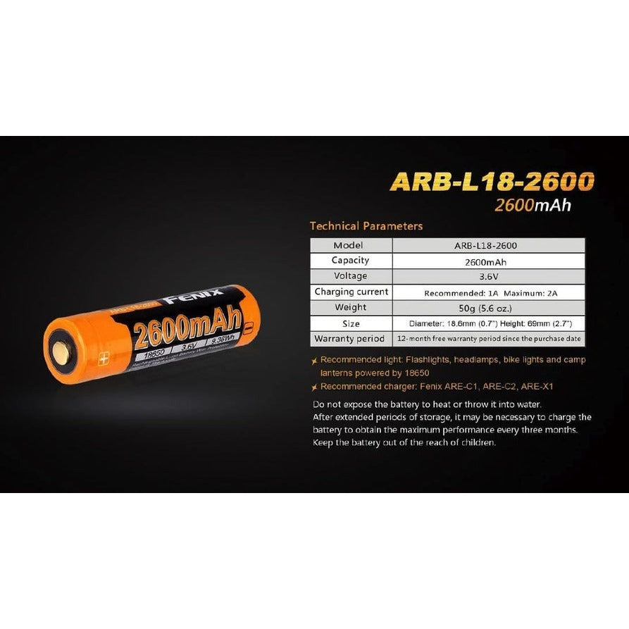 FENIX ARB-L18-2600 18650 2600MAH boatyardmalaysia