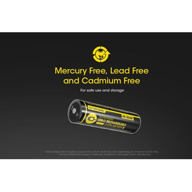 NITECORE 18650 2600MAH TYPE-C LI-ION BATTERY NL1826R boatyardmalaysia