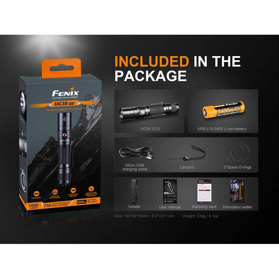 Fenix UC35 V2.0 USB Rechargeable Flashlight boatyardmalaysia