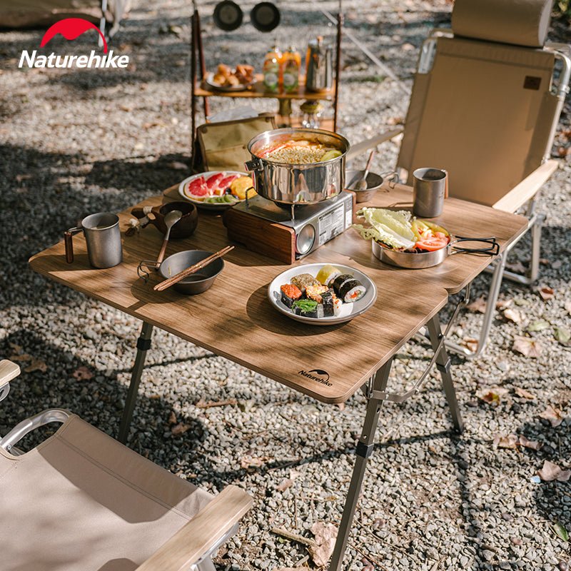 Adjustable Height Folding Table Brown Tables by Naturehike | campsifu