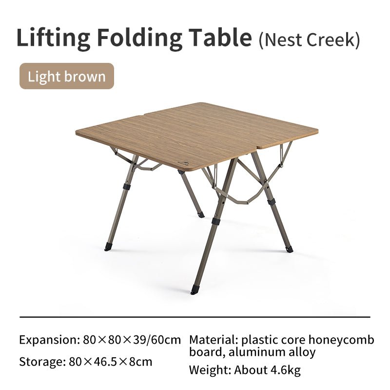 Adjustable Height Folding Table Brown Tables by Naturehike | campsifu