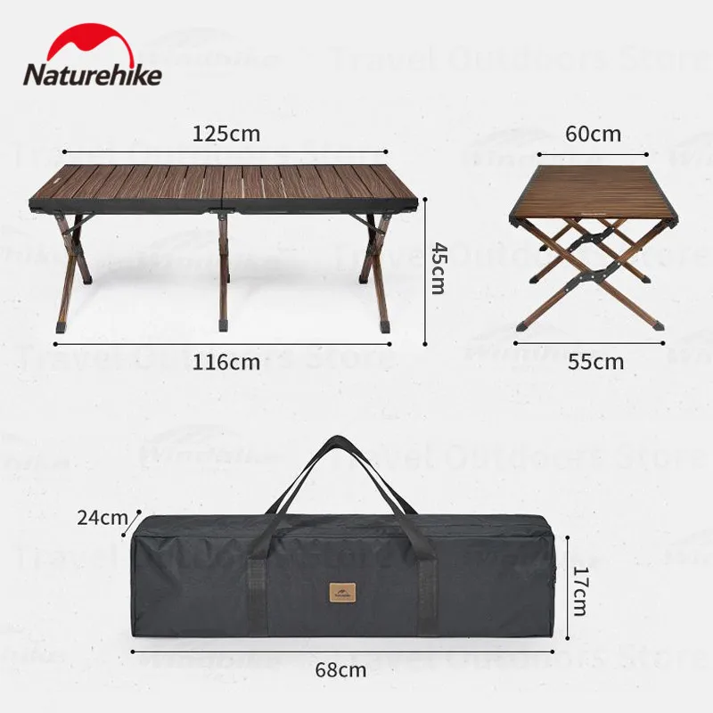 Aluminium Alloy Hanging Egg Roll Table Walnut Grain Tables by Naturehike | campsifu