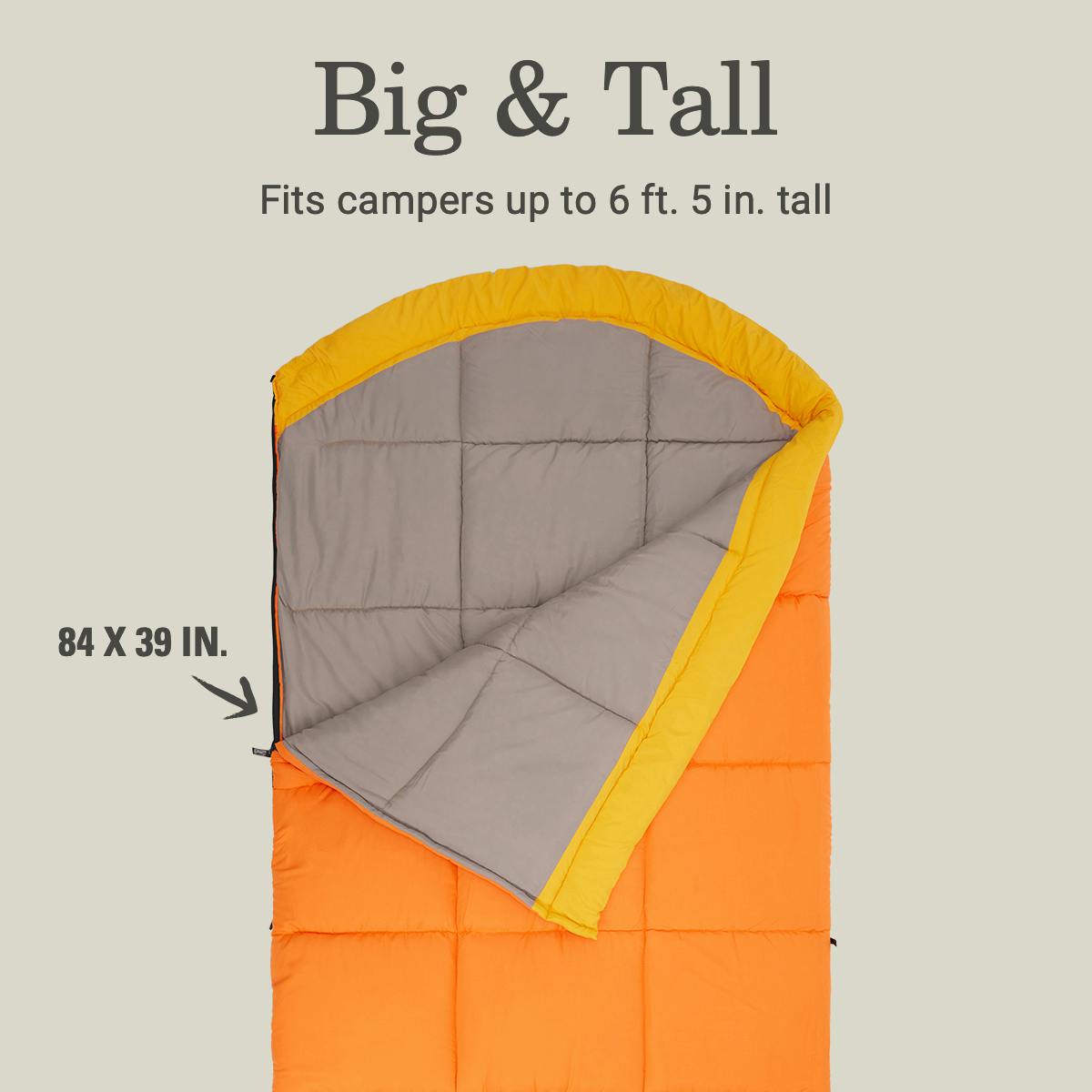 Arch Bay™ 15°F Big & Tall Sleeping Bag, Daffodil Sleeping Bags by Coleman | campsifu