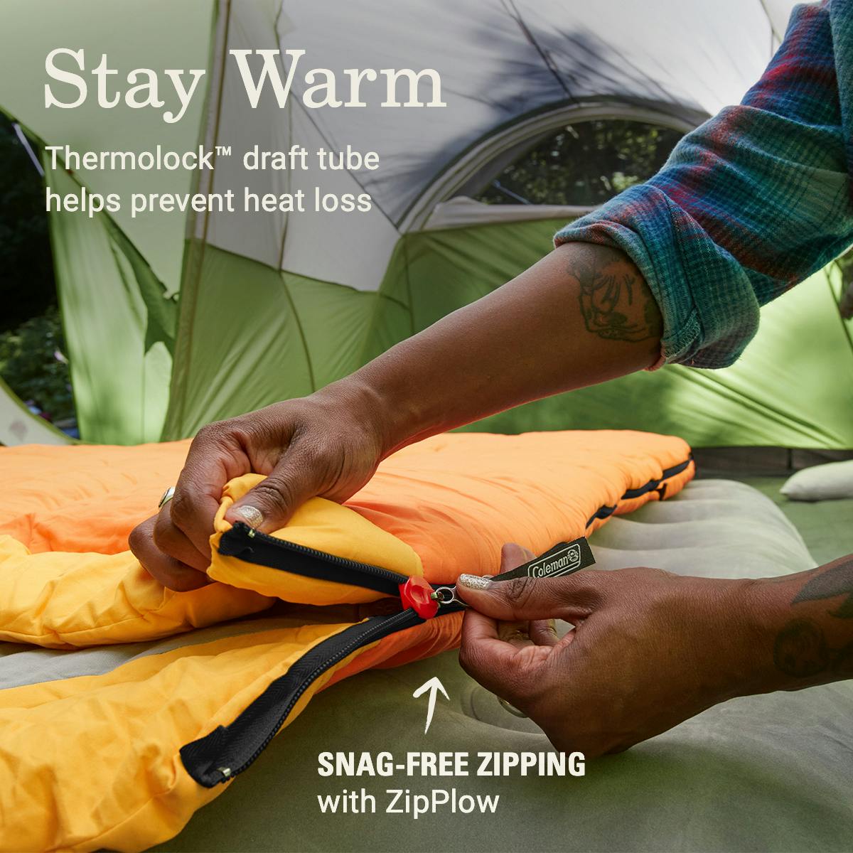 Arch Bay™ 15°F Big & Tall Sleeping Bag, Daffodil Sleeping Bags by Coleman | campsifu