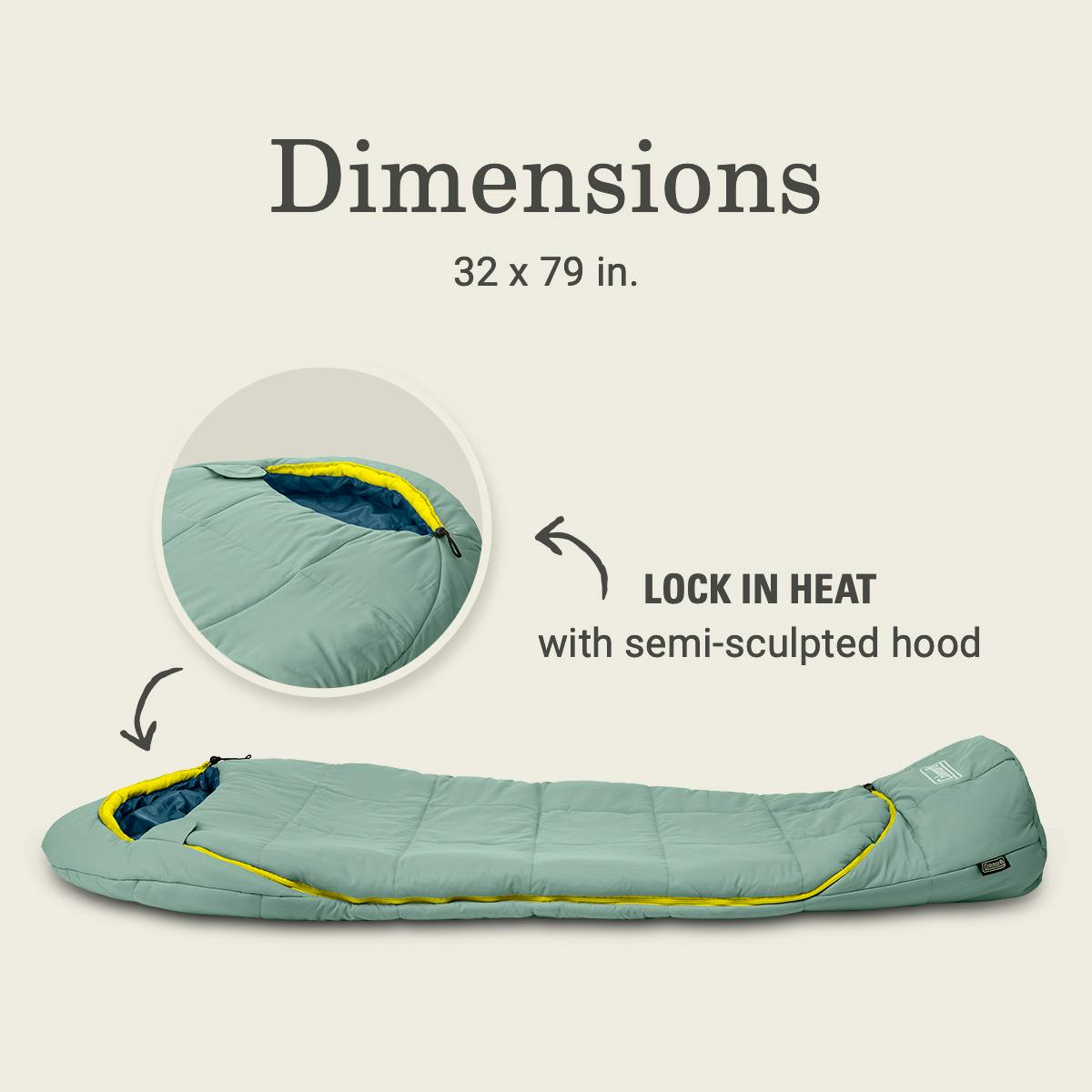 Big Bay™ 20° Mummy Sleeping Bag, Moss Sleeping Bags by Coleman | campsifu