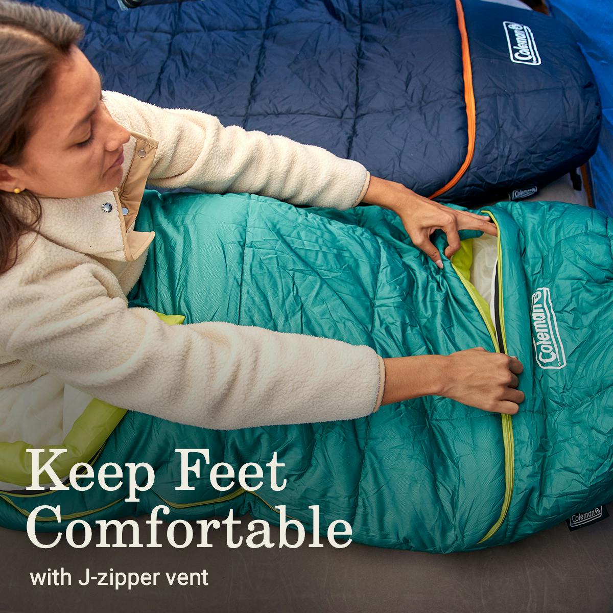 Big Bay™ 40° Big & Tall Contour Sleeping Bag, Green Sleeping Bags by Coleman | campsifu