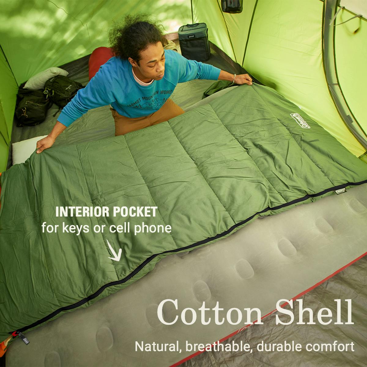 Big Game™ 0°F Big & Tall Sleeping Bag, Pine Green Sleeping Bags by Coleman | campsifu