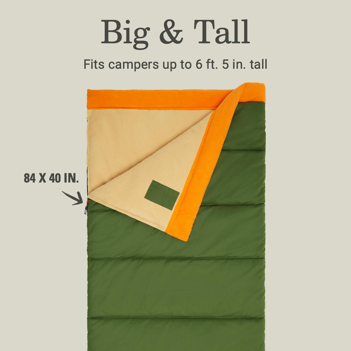 Big Game™ 0°F Big & Tall Sleeping Bag, Pine Green Sleeping Bags by Coleman | campsifu