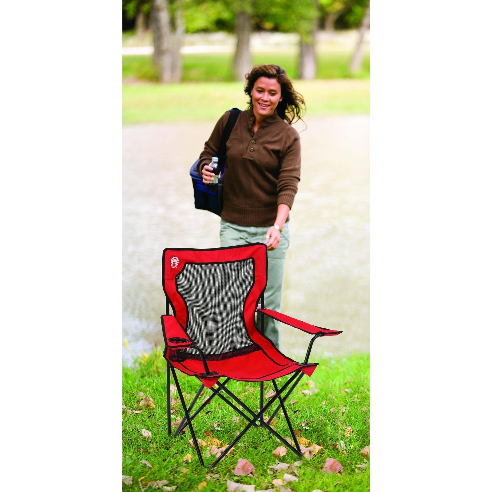 Broadband™ Mesh Quad Chair, Red Chairs by Coleman | campsifu