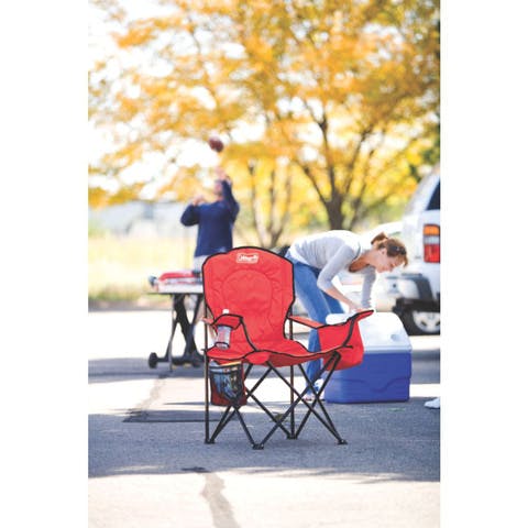 Camping Chair with Built-In 4-Can Cooler, Red Chairs by Coleman | campsifu