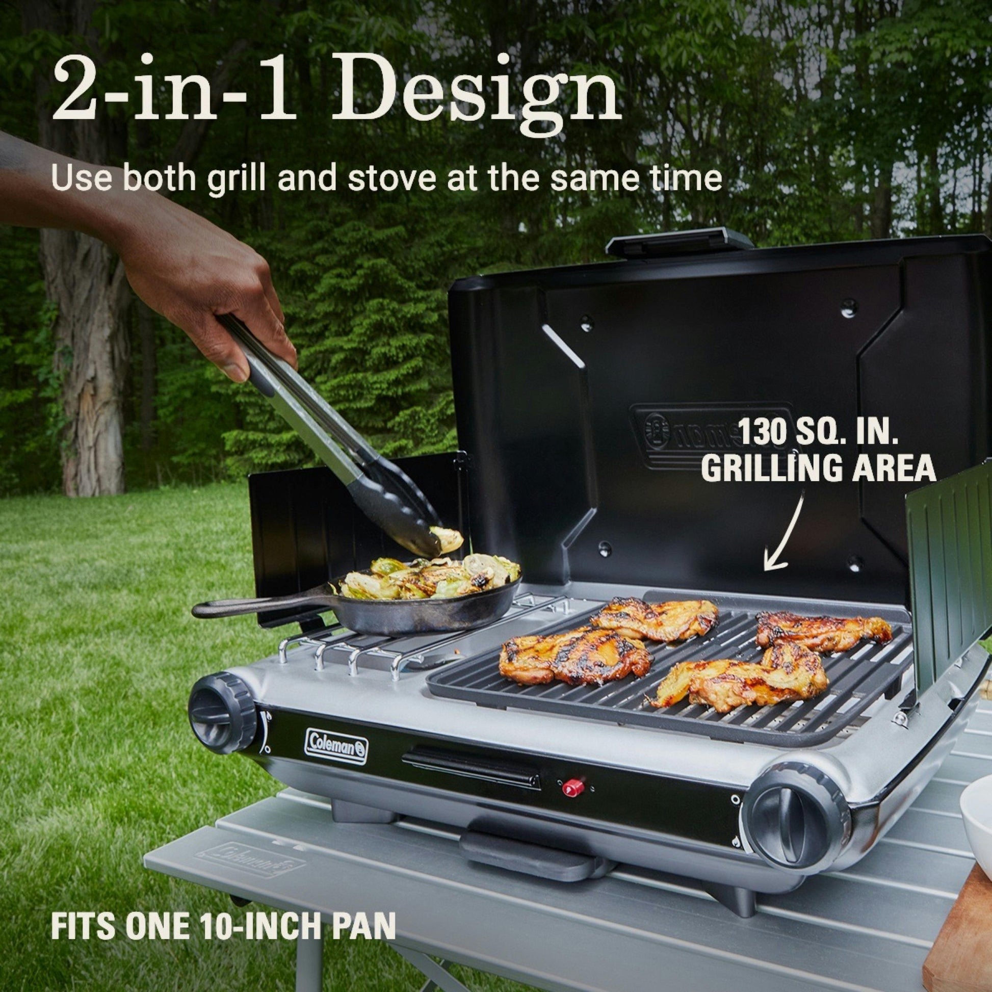 Classic 2-in-1 Camping Grill/Stove, Black Stoves by Coleman | campsifu