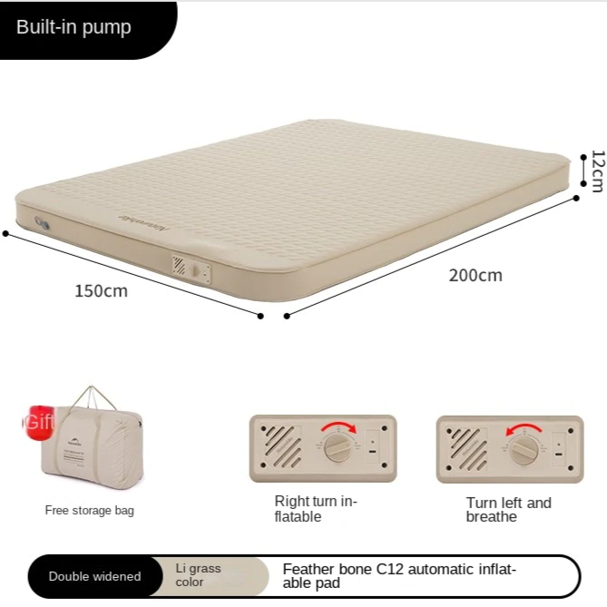 Comfort Automatic Inflatable Cushion with External Inflatable Pump Double 200*150*12cm Sleeping Pads by Naturehike | campsifu