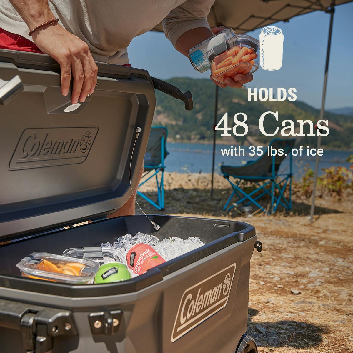 Convoy™ Series 65-Quart Cooler With Wheels, Dark Storm Hard Coolers by Coleman | campsifu