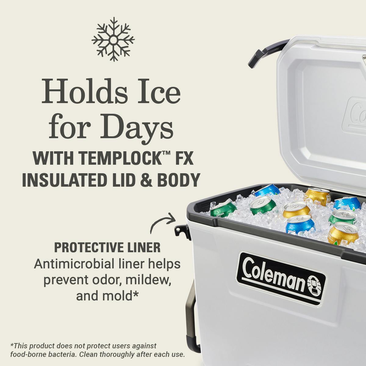 Convoy™ Series 65-Quart Cooler With Wheels, White Hard Coolers by Coleman | campsifu