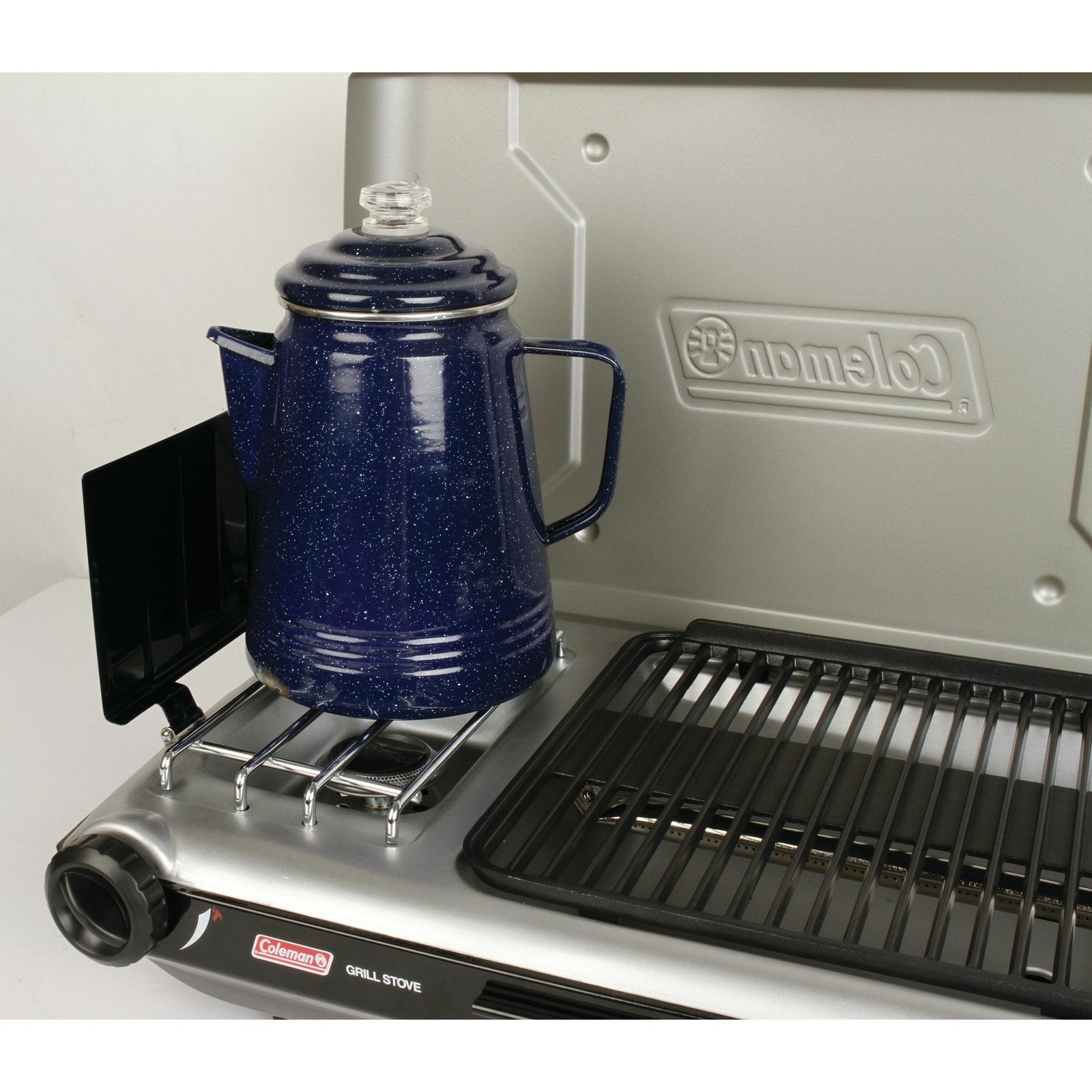 Deluxe Tabletop Propane 2-in-1 Grill/Stove, 2-Burner, Black Stoves by Coleman | campsifu