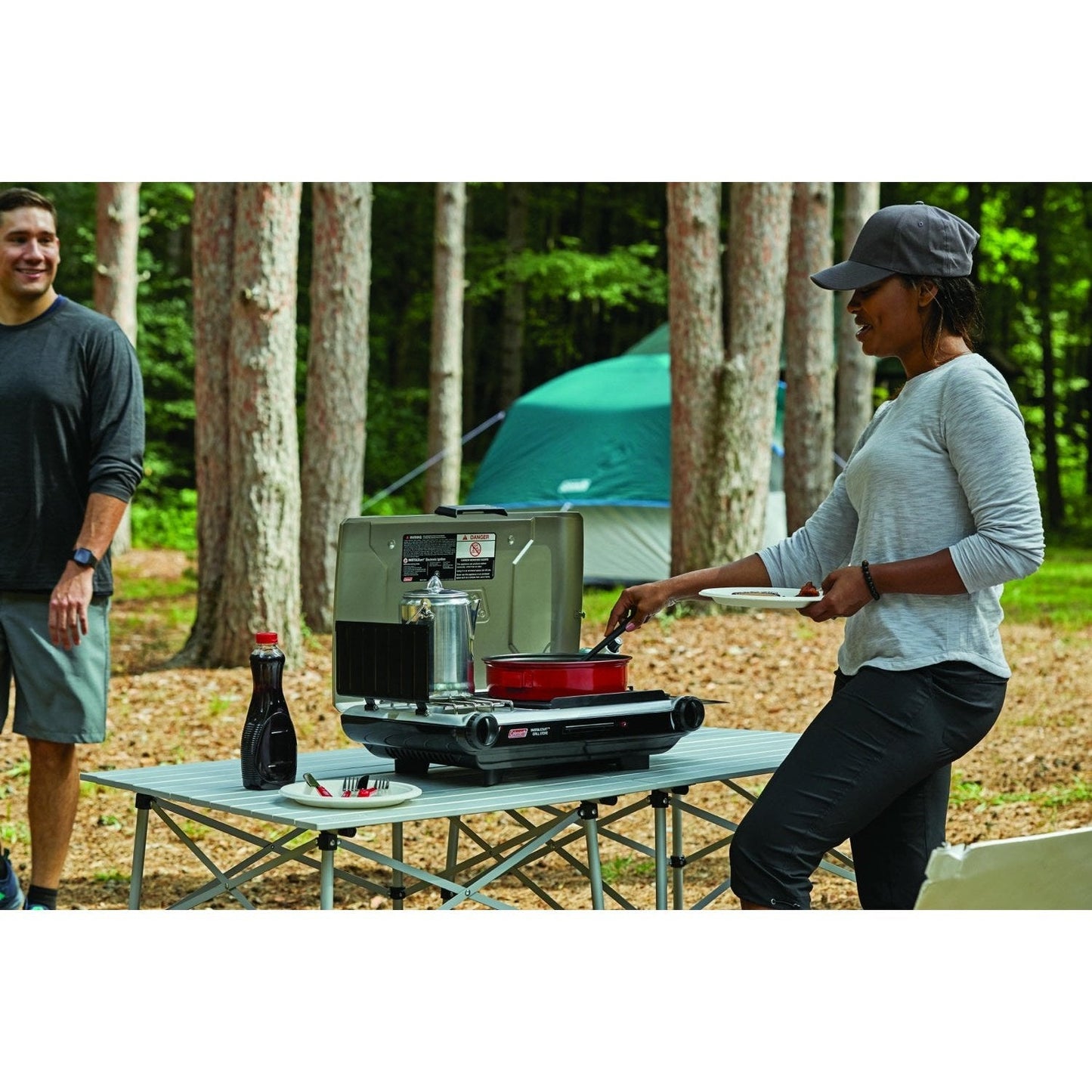 Deluxe Tabletop Propane 2-in-1 Grill/Stove, 2-Burner, Black Stoves by Coleman | campsifu