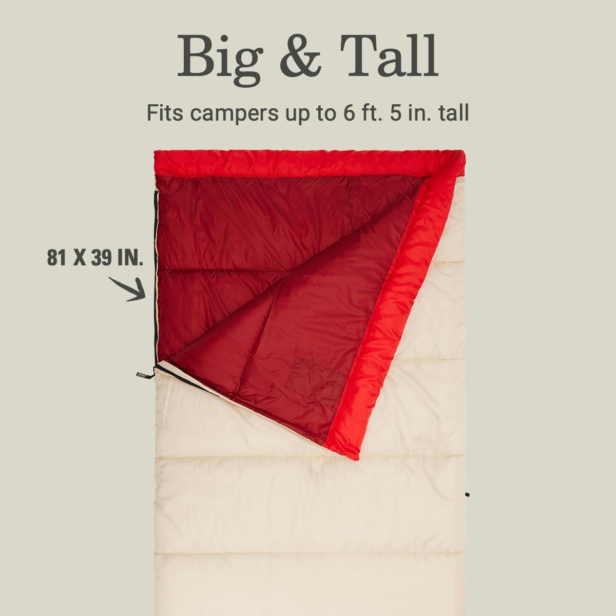 Flatlands™ 35°F Big & Tall Sleeping Bag, Sand Sleeping Bags by Coleman | campsifu