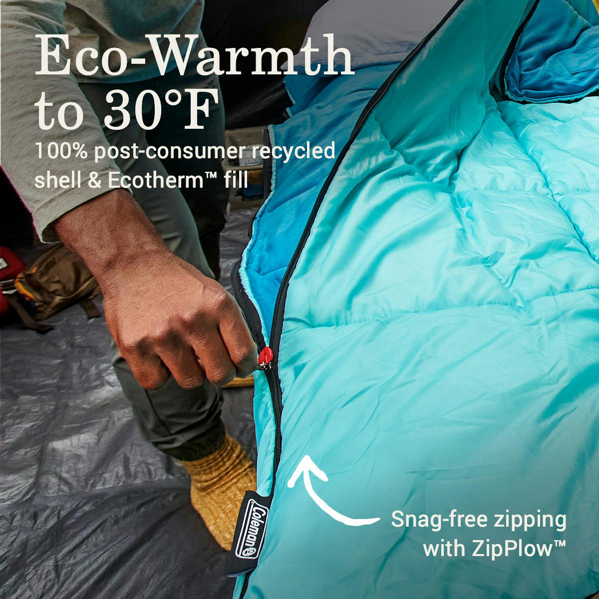 Flatlands Fleece 30°F Double Sleeping Bag, Blue Sleeping Bags by Coleman | campsifu