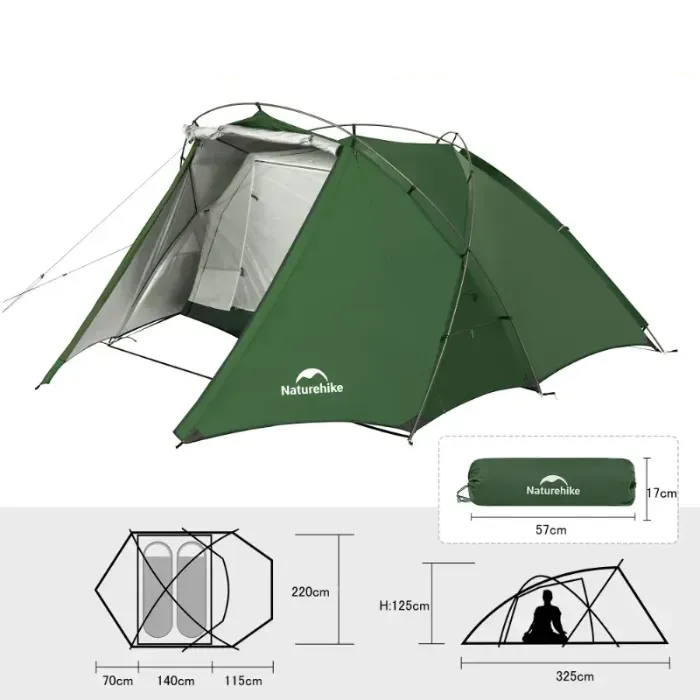 Hillock6 One Bedroom One Hall 2-Person Tent Tents by Naturehike | campsifu