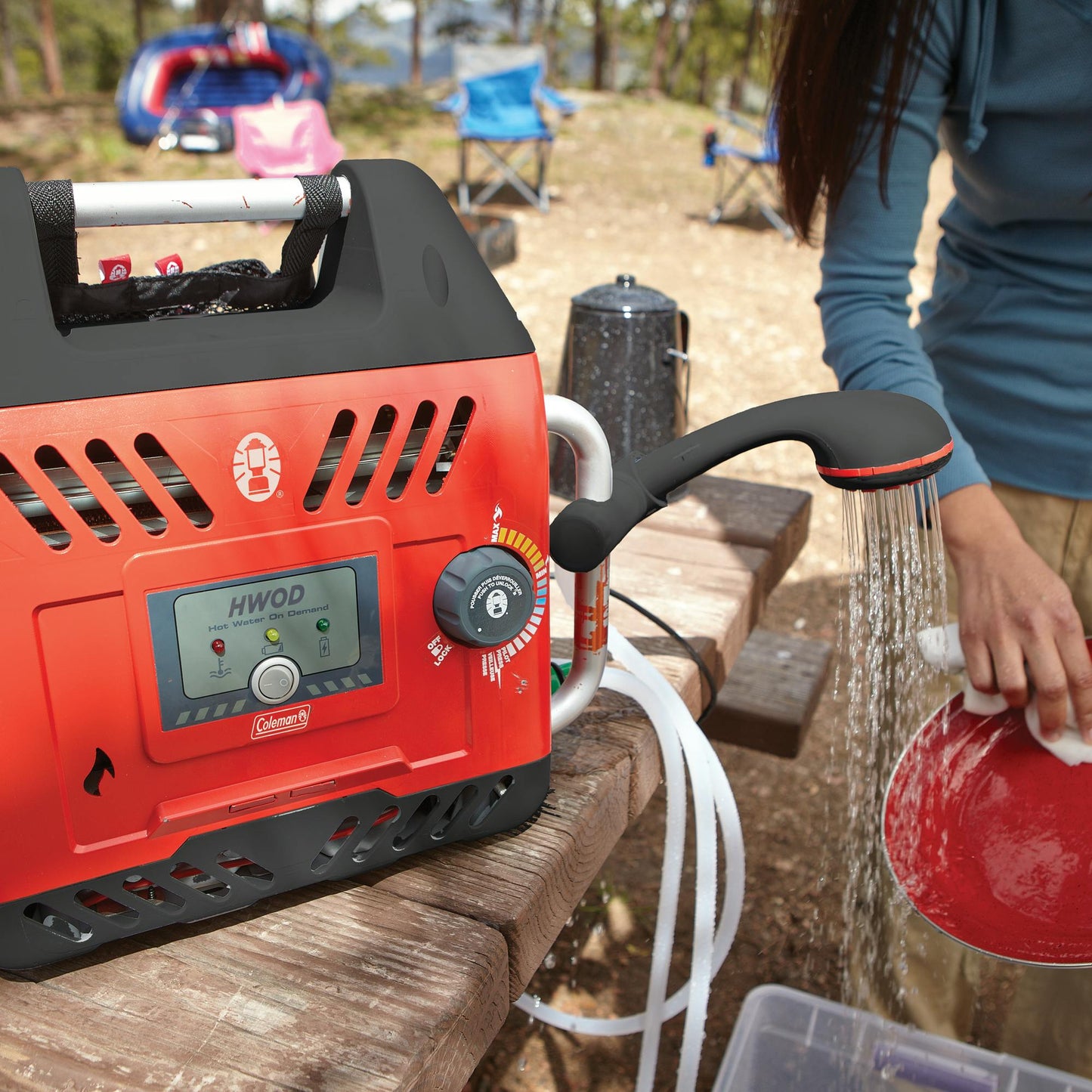 Hot Water on Demand™ H2Oasis™ Portable Water Heater, Red Stoves by Coleman | campsifu